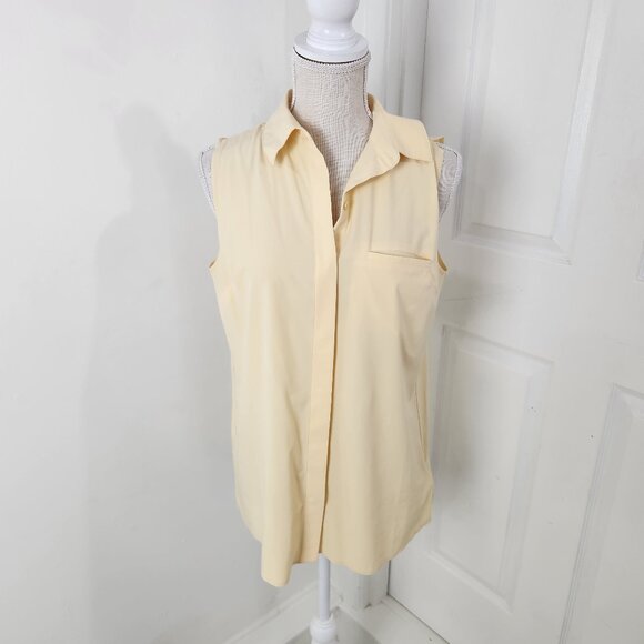 Athleta Top Womens SP Yellow Urbanite II Tank Silky Sleek Work Travel Commute - Picture 1 of 13